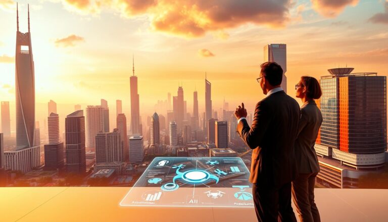 Entrepreneur using Business AI tools for digital marketing automation