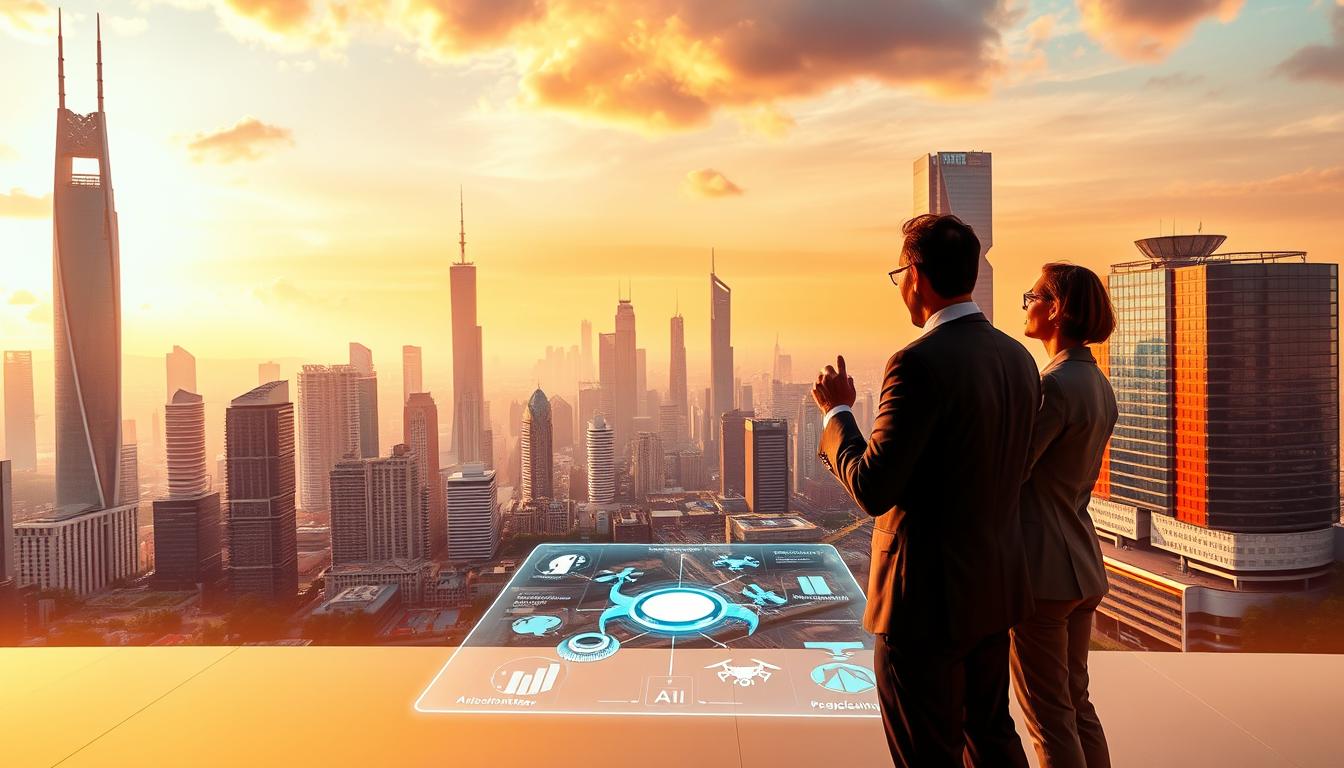 Entrepreneur using Business AI tools for digital marketing automation