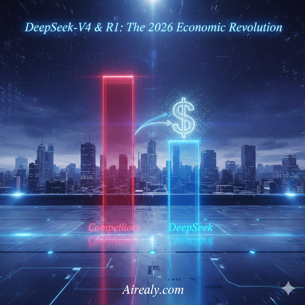 Infographic showing DeepSeek-V4 cost efficiency vs GPT-5 and other AI models in 2026